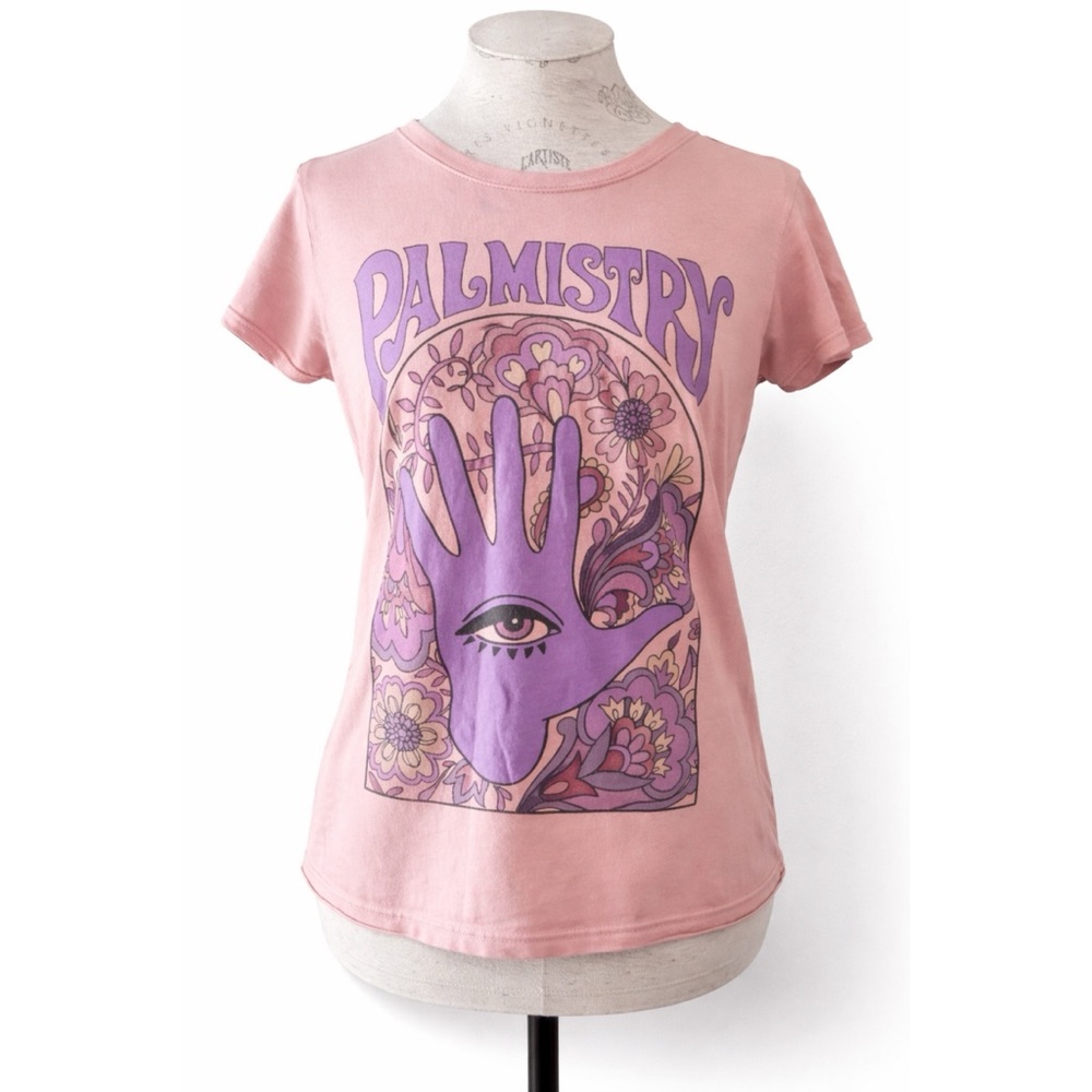 Palmistry Graphic Tee Pink Size Small Boho Mystic Eye Shirt
